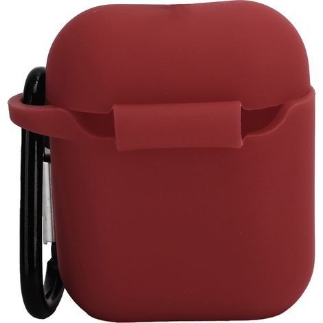 Étui pour écouteurs en silicone épais pour AirPods 1ère/2ème génération, compatible avec les écouteurs Bluetooth Apple, rouge bordeaux. (1/5)