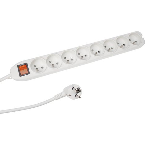 Perel Steckdosenleiste mit Schalter und Überspannungsschutz, 8 Steckdosen Typ E mit Kindersicherung, 1,5 m Kabel H05VV-F 3G1.5, Verlängerungskabel für Innenräume, weiß, IP20, 3500 W, 16 A (1/5)