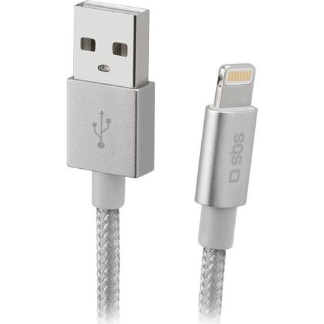 SBS TECABLEUSBIP589BS cable de conector Lightning 1 m Plata (1/2)