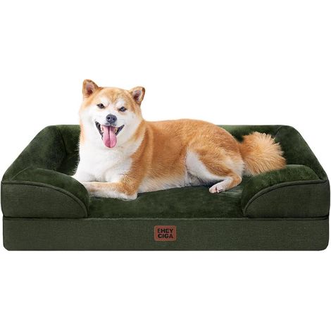 Hundebett Orthopädisches Memory Foam L 91 x B 68 x H 17 cm Dunkel Grün (1/5)