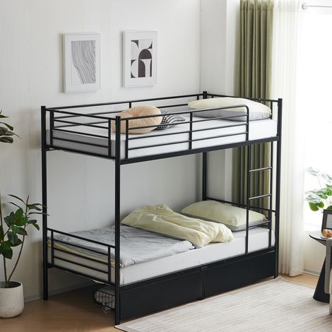 Maximize Space with Modern Twin Over Twin Metal Bunk Bed for Kids and Teens - Includes Storage Drawers and Versatile Ladder (1/5)