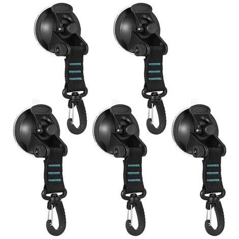 Heavy Duty Vacuum Suction Cup with Hook, Removable Strong Suction Cup Hooks, Versatile Reusable Securing Hook for Outdoor, Car, Camping, Awning (1/5)