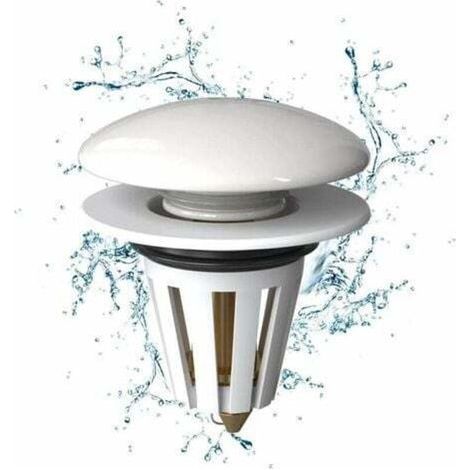 Tappo per lavandino 1 pezzo, tappo per lavandino pop-up in ceramica bianca, tappo universale per lavandino, filtro di scarico anti-blocco, adatto per bagno e WC (1/4)