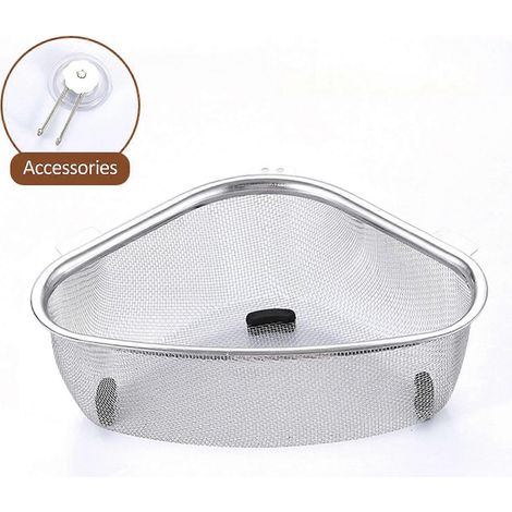 Panier égouttoir d'évier en acier inoxydable à mailles fines triangulaires, panier passoire d'angle pour évier de cuisine, pour déchets de cuisine