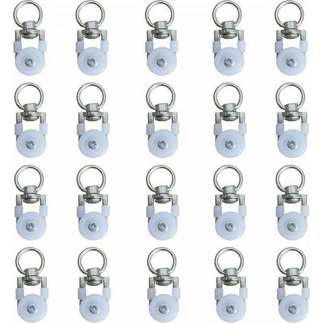 20pcs Rouleaux de Rail de Rideaux,Rouleaux de Rail,Rouleaux de Tringle à Rideaux GlissièRes,Poulie Silencieuse,Rail de Rideaux FenêTre Double Rail Rouleau,pour Rails de Rideau de Windows (1/4)