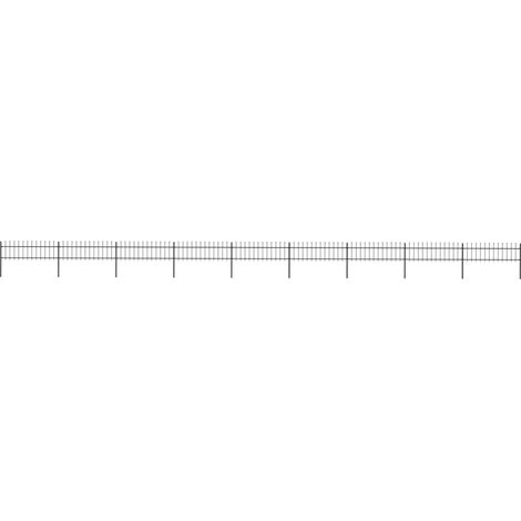 Clôture de jardin,Barrière de jardin,Portail de jardin avec dessus en lance Acier 15,3 x 0,6 m Noir CNENE314881 (1/5)