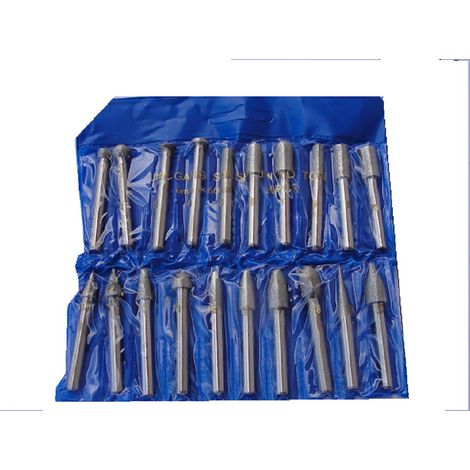 SET FRESE DIAMANTATE 20PZ gambo 6mm PER DREMEL mini trapano BLU