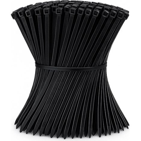 500 Stück Kabelbinder Schwarz, 300mm x 4.8mm Nylon Kabelbinder Selbstsichernde für Kabelmanagement, Werkstätten (1/5)