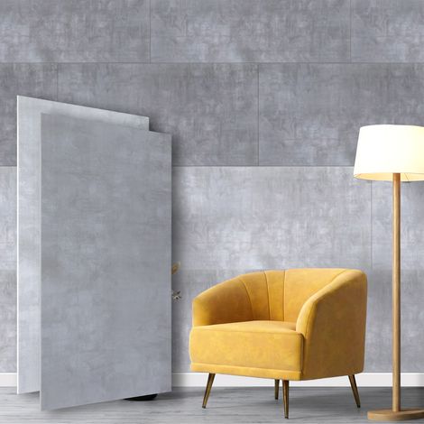 HEXIM Wandpaneele Betonoptik 100x50cm Wandverkleidung 5mm stark XPS Styropor Deckenplatten: 20 Paneele - 10 m², Concrete Dark