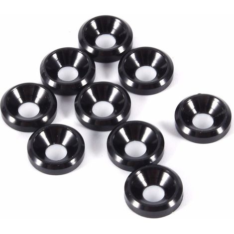 Lot de 10 rondelles à tête fraisée M4 en aluminium anodisé Noir (1/4)