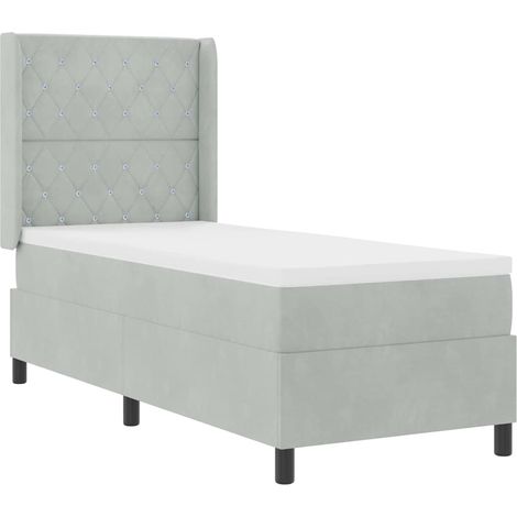 Maison Exclusive - Lit à ressorts avec matelas Gris clair 80 x 200 cm Velours (1/5)