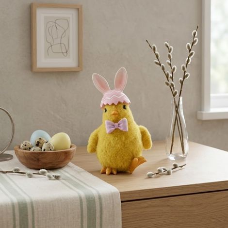 Fluffy Easter Chick Bunny Ears Ornament (1/2)
