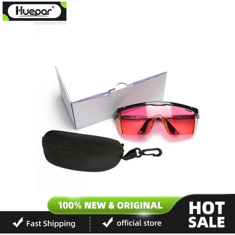 Huepar GL01R Rot Laserlichtbrille - Roter Laserbrille für Roter Strahl Kreuzlinienlaser, Rotationslaser und Mehrlinienlaser - zur Verbesserung der Sichtbarkeit des Roter Strahls (inkl. Schutzbox)