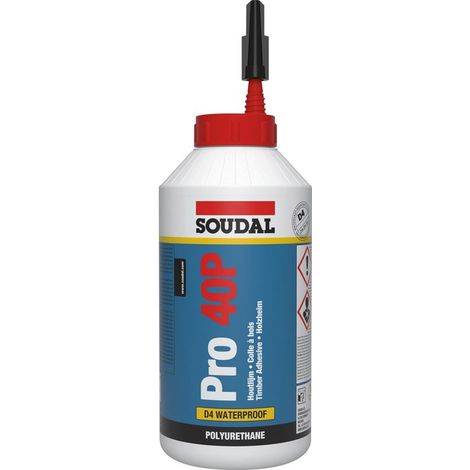 Soudal – Colle à bois polyuréthane monocomposante extérieure 750 ml – Résistante à l'humidité – Pour bois dur et teck – Application facile