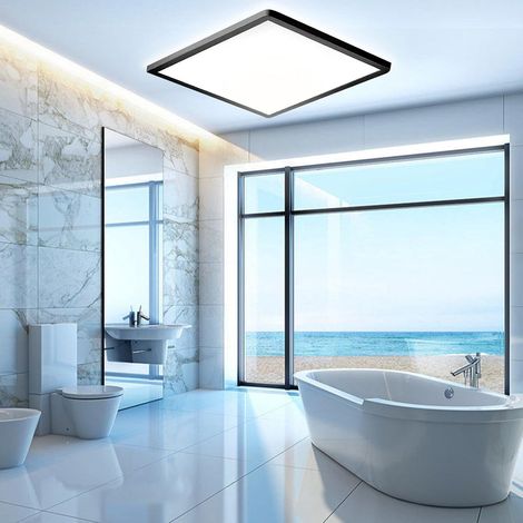36W Plafonniers de salle de bain LED, étanche IP44, 4000K Lumière Naturelle, plafonnier LED pour bureau, cuisine, couloir, salon (bord noir) (1/5)