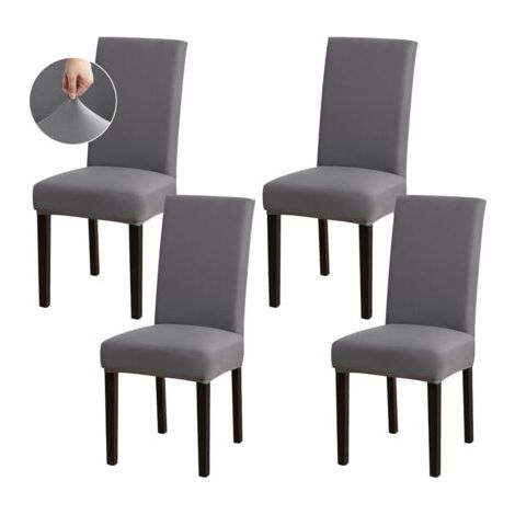 Housses de chaises de salle à manger - Lot de 4 housses de chaises de cuisine extensibles, amovibles et lavables pour la maison, l'hôtel et les banquets (1/5)