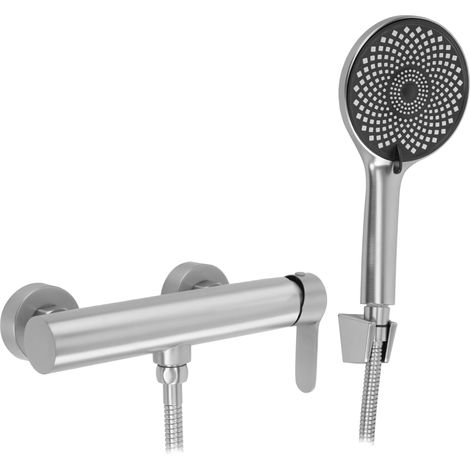 Arcos Wand-Duscharmatur aus gebürstetem Nickel mit Handbrause (1/5)