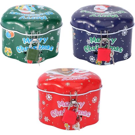 Lot de 3 boîtes de rangement décoratives en fer-blanc pour bonbons de Noël, en forme de cochon, pour enfants (1/5)