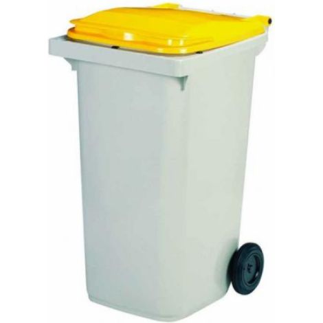 Conteneur 2 roues Korok - 240l sans barre - jaune / gris