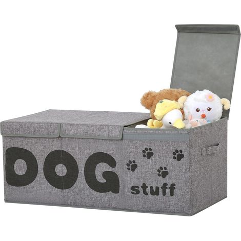 Boîte de rangement pliable pour jouets pour chien – Grand panier de rangement à 3 grilles avec couvercle, parfait pour garder les jouets de votre chien organisés (1/5)
