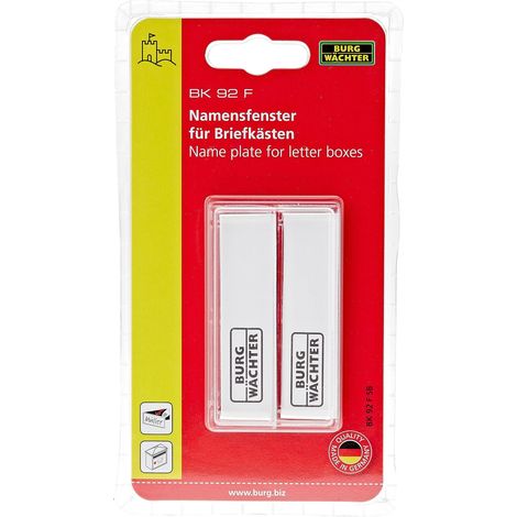 BURG-WÄCHTER Finestrella nome per cassetta postale, Accessori per cassetta posta BURG-WÄCHTER, Protezione targhetta, Targhetta posta BK 92 F SB, 74 x 22 mm, Trasparente (1/3)