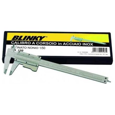 Blinky Calibro a Corsoio Nonio Acciaio Inox Satinato Scala 1-50 mm Portata 150 mm