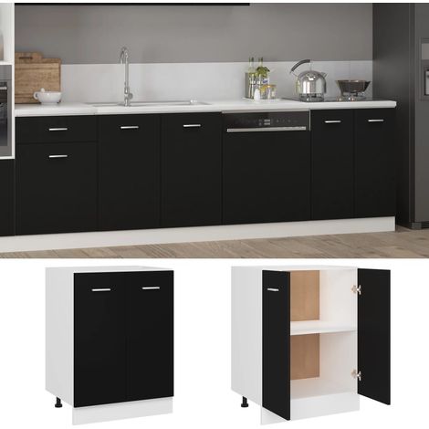 Armoire de plancher,Meuble de Cuisine Rangement Noir 60x46x81,5 cm Aggloméré -97782 (1/5)