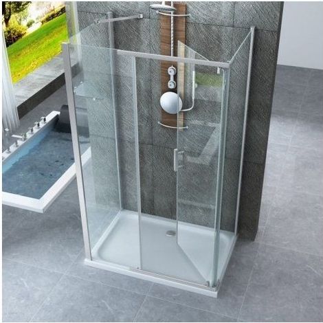 Bagno Italia Box doccia 8mm due ante fisse 70 cm porta battente esterno e interno da 80 cm (1/4)