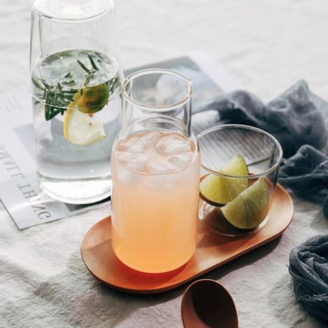Carafe À Eau - Verre À Tumbler - Pour Chevet Salle De Bain - En Verre Borosilicaté - 1 Pièce (1/3)