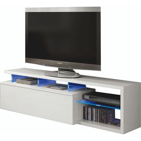 Mobile Mobiletto TV Fireflies da Soggiorno Sala da Pranzo Studio Moderno Design Illuminazione LED 150 x 43 x 41 cm Bianco