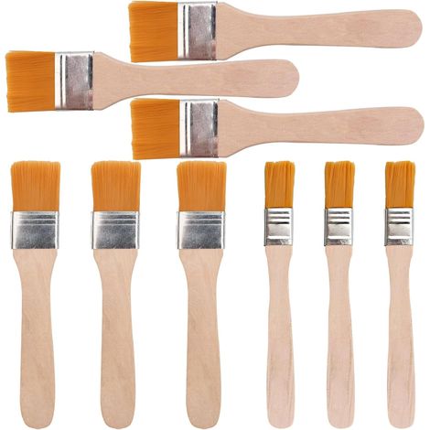 9 PCS Pinceau Peinture Mur Lasure Bois Exterieur Vernis - Lot Brosses Bricolage Nettoyage Poussière (15/25/30mm)