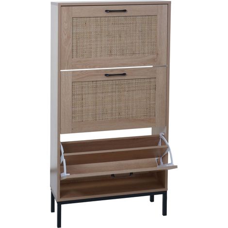 Pratico mobiletto portascarpe a tre scomparti per riporre le scarpe in modo ordinato 126 x 63 x 24 cm MDF bianco 040009743