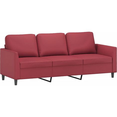 Canapé à 3 places,Sofa pour Salon,Banquette Rouge bordeaux 180 cm Similicuir CFW178572 (1/5)