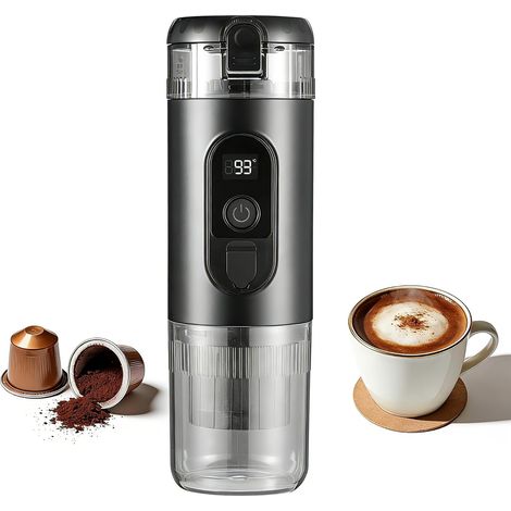 Machine à Expresso Électrique portable Cafetière de Voyage Auto Chauffante pour Voiture Ldéale Pour Camping Cars, Randonnée et Bureau Noir (1/5)