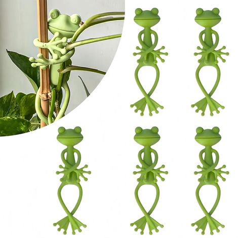 Attache Plante, Tuteurs pour Plantes, Support de Plantes Grenouille Multi-usages, Supports de Plante de Grenouille Verte, Statues d'animaux, Plantes en Pot, etc (6) (1/5)