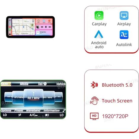 Autoradio con touchscreen, funzionamento a doppio sistema, compatibile con Mercedes Benz Classe A C W176 X156 C117 GLA CLA W205 GLC X253 W447, Classe A 10.25 NTG5.0 (1/2)