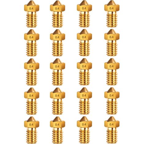 20 Stück 3D-Druckerdüse Messingdüse 0,4 mm für 1,75 mm e3d V5 - V6 3D-Druckerfilament