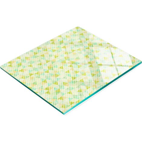 Tablero de vidrio elegante y resistente con estampado de formas geom茅tricas, 60x52 cm.