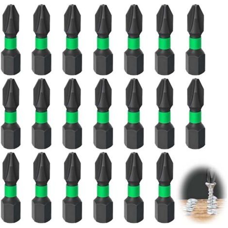 Lot de 20 embouts cruciformes intéressants pour perceuse électrique – Embouts multifonctionnels en acier magnétique de type vis à impact , adaptés pour tous les tournevis et perceuses, etc