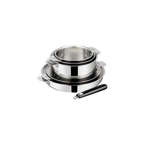 Batterie de cuisine 6 pièces – Casseroles inox 16/18/20 cm et poêles 24/28 cm – Poignée amovible – Technologie Triply pour cuisson homogène – Lagostina (1/5)