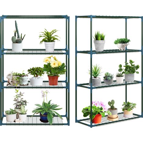Lot de 2 étagères fleurs 4 niveaux support plantes vertical 70x27x110 cm (1/5)
