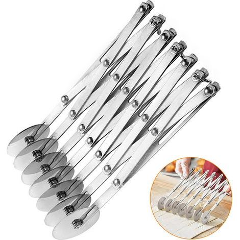 Couteau Roulette Pizza avec Roues 7 Réglables, Trancheuse Patisserie Extensible, Coupe-Pâte Acier Inoxydable Gagnez Temps, Diviseur Multi-Ronds pour Cuisson, Art Gâteaus, Gaufres, Crêpes et Biscuits (1/5)