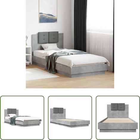 Oreiller de tête - Cadre de lit sans matelas gris béton 90x200 cm (1/5)