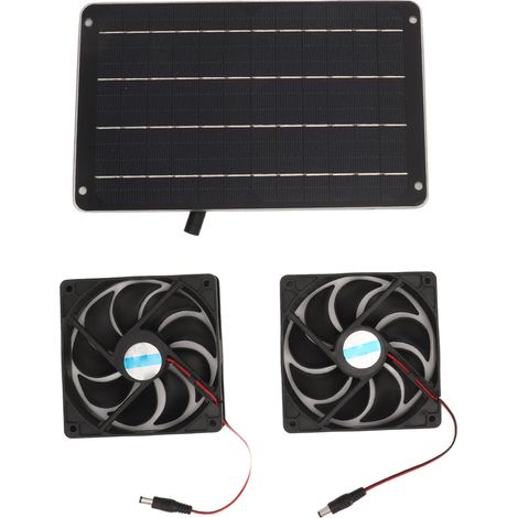 Kit de ventilation solaire double avec panneau solaire 20 W et interrupteur pour poulailler, serre ou niche pour chien. Dissipation de chaleur. (1/5)
