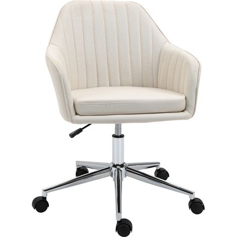 Silla de oficina giratoria con altura y reposabrazos ajustables para mesa auxiliar de estudio, 61x59x96cm, color beige (1/5)