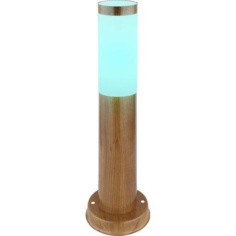 LED Wegeleuchten Außen Edelstahl Standleuchte dimmbar mit Fernbedienung Garten Terrassenlampe RGB Farbwechsel, Holzoptik opal rustikal, 8,5W 806lm warmweiß, DxH 7,6x45 cm