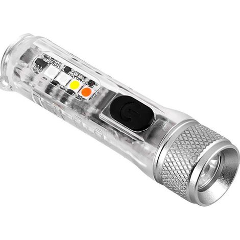 Mini lampe torche rechargeable USB 400 lm, mini lampe porte-clés LED, lampe de camping d'extérieur S11 à fixation magnétique, mini lampe torche puissante ASTEY S11 blanche transparente (1/5)