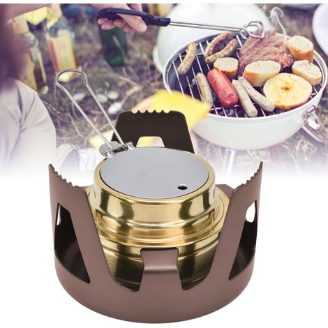 Réchaud de camping portable coupe-vent à vaporisation d'alcool à liquide avec support pour le camping en plein air - Marron (1/5)