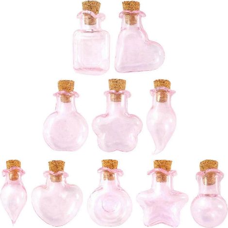 Lot de 10 pendentifs en forme de flacons de verre, breloques médaillon, mini flacons à vœux en verre, décoration à suspendre soi-même-Pink (1/5)