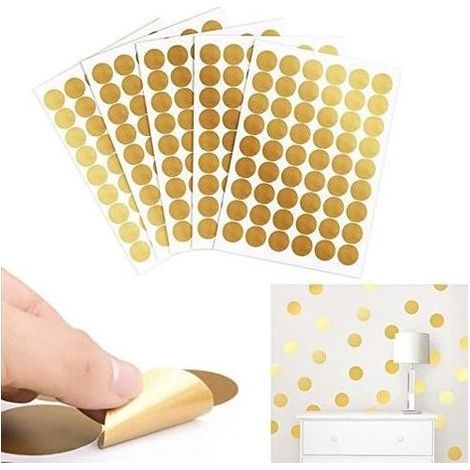 216 unidades de pegatinas de puntos dorados, adhesivos de pared DIY, decoración para el hogar (1/5)